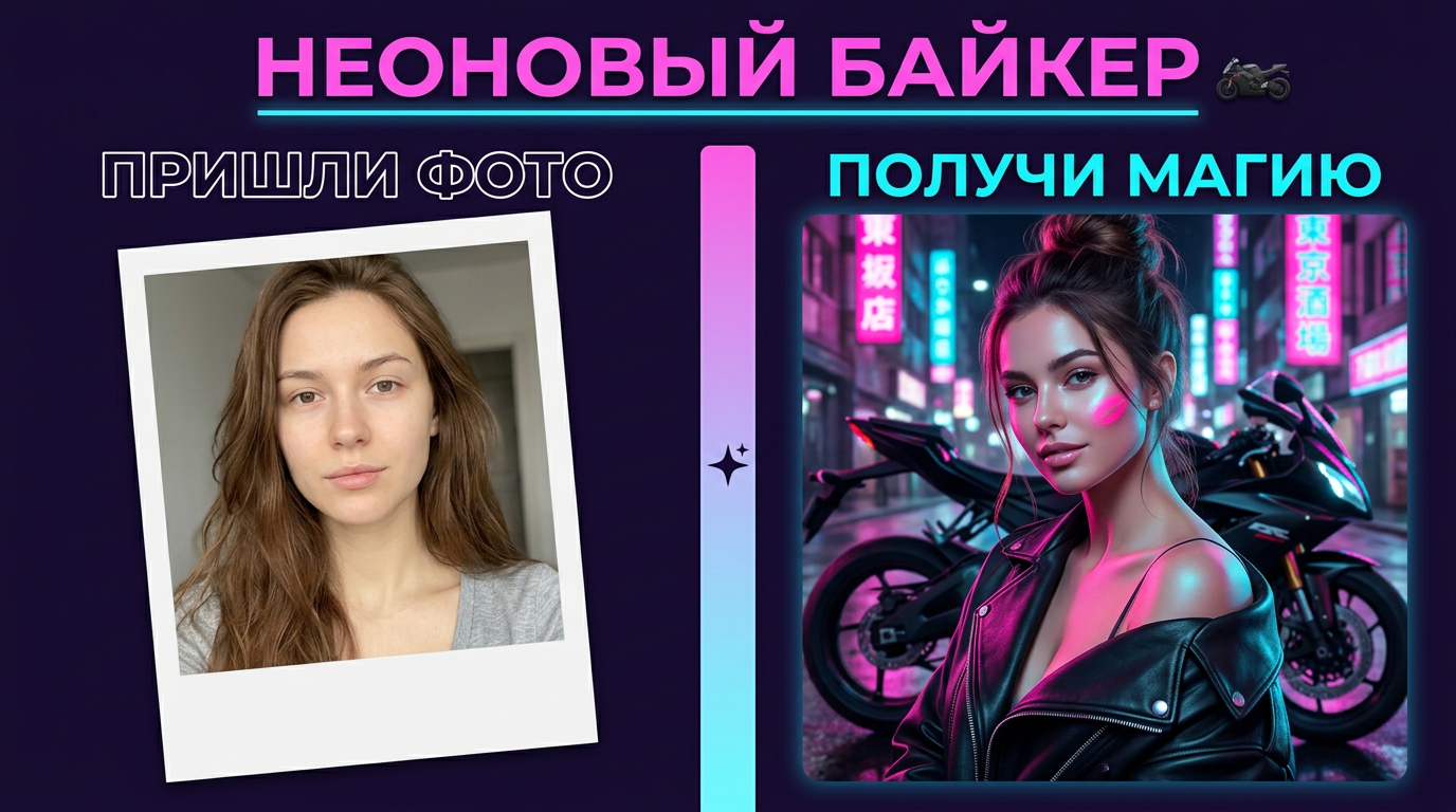 🏍 Неоновый байкер